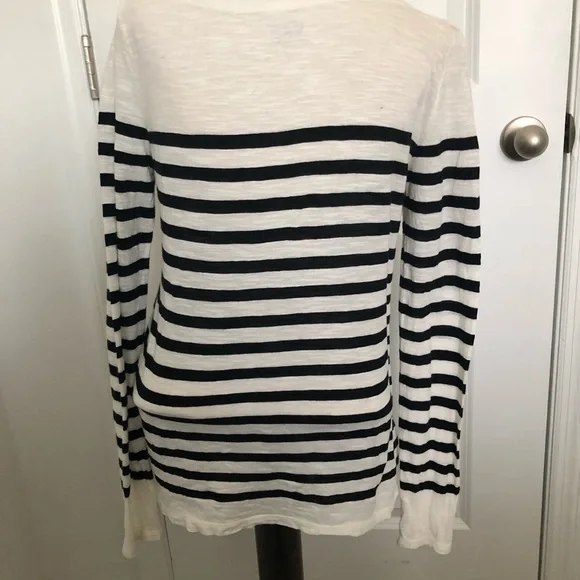 LOFT French Stripe Black and White Top - Picture 2 of 5